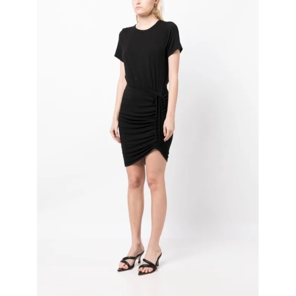 Veronica Beard Jeans Black Ruched Drawstring T-Shirt Dress‎ Cotton Size MEDIUM